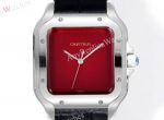 THB Factory Cartier Santos Red/Black Face Leather Band 1847 MC Movement Watch